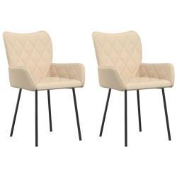 vidaXL Sillas de comedor 2 unidades tela color crema