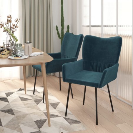 vidaXL Sillas de comedor 2 unidades terciopelo azul