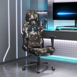 vidaXL Silla gaming de masaje con reposapiés tela negro y camuflaje