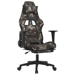 vidaXL Silla gaming de masaje con reposapiés tela negro y camuflaje
