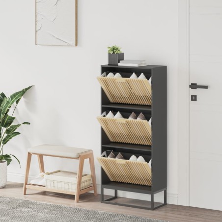 vidaXL Mueble zapatero madera contrachapada negro 52x25x120 cm