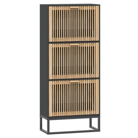 vidaXL Mueble zapatero madera contrachapada negro 52x25x120 cm