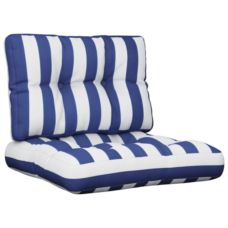 vidaXL Cojines para sofá de palets 2 piezas tela a rayas azul y blanco vidaXL Cojines para sofá de palets 2 piezas tela a rayas azul y blanco