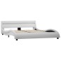 vidaXL Estructura de cama con LED cuero sintético blanco 140x200 cm vidaXL Estructura de cama con LED cuero sintético blanco 140x200 cm