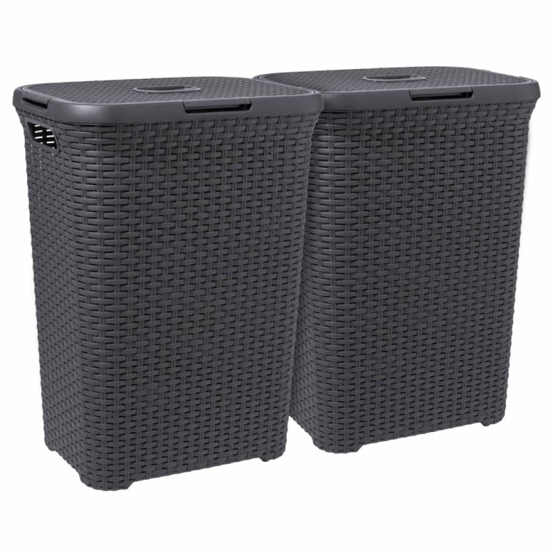 Curver Juego de cestas de colada con tapa Style gris antracita 2x60 L Curver Juego de cestas de colada con tapa Style gris antracita 2x60 L