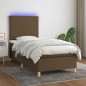 vidaXL Cama box spring colchón y luces LED tela marrón oscuro 90x190cm