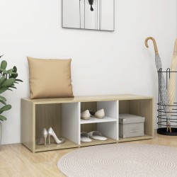 vidaXL Banco zapatero de contrachapada blanco y roble 105x35x35 cm