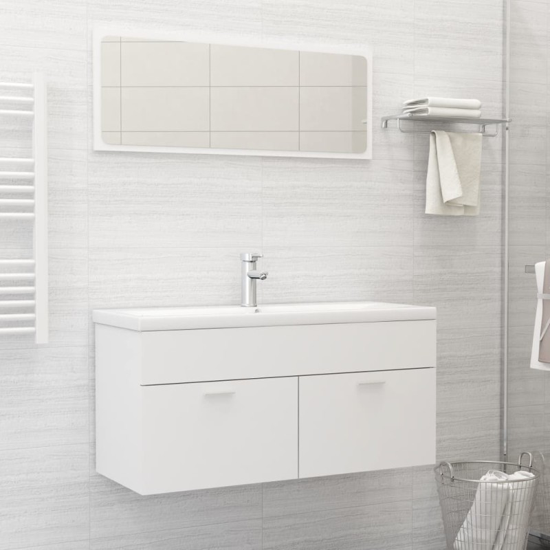 vidaXL Juego de muebles de baño 2 pzas madera contrachapada blanco vidaXL Juego de muebles de baño 2 pzas madera contrachapada blanco