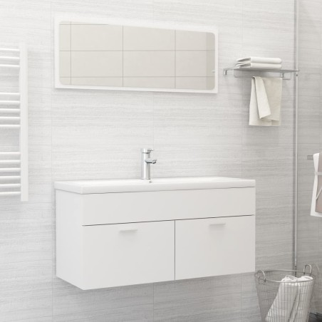 vidaXL Juego de muebles de baño 2 pzas madera contrachapada blanco