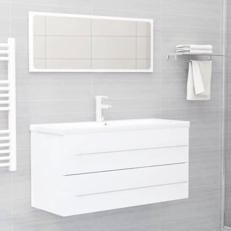 vidaXL Juego de muebles de baño 2 pzas madera contrachapada blanco