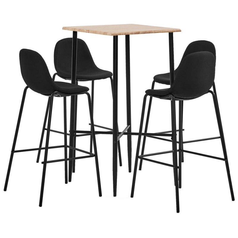 vidaXL Juego de mesa alta y taburetes 5 piezas tela negra vidaXL Juego de mesa alta y taburetes 5 piezas tela negra
