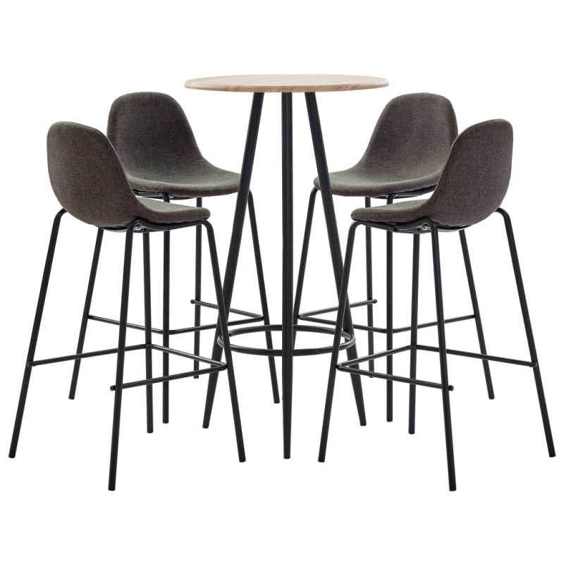 vidaXL Juego de mesa alta y taburetes 5 piezas tela gris oscuro vidaXL Juego de mesa alta y taburetes 5 piezas tela gris oscuro
