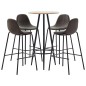 vidaXL Juego de mesa alta y taburetes 5 piezas tela gris oscuro vidaXL Juego de mesa alta y taburetes 5 piezas tela gris oscuro