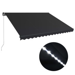 vidaXL Toldo retráctil manual con LED gris antracita 400x300 cm