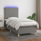 vidaXL Cama box spring colchón y luces LED tela gris oscuro 100x200 cm vidaXL Cama box spring colchón y luces LED tela gris oscuro 100x200 cm