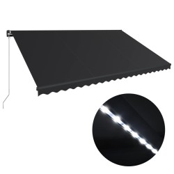 vidaXL Toldo retráctil manual con LED gris antracita 500x300 cm