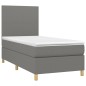 vidaXL Cama box spring colchón y luces LED tela gris oscuro 100x200 cm vidaXL Cama box spring colchón y luces LED tela gris oscuro 100x200 cm