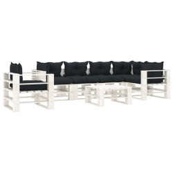 vidaXL Muebles de palets de jardín 7 pzas madera cojines antracita