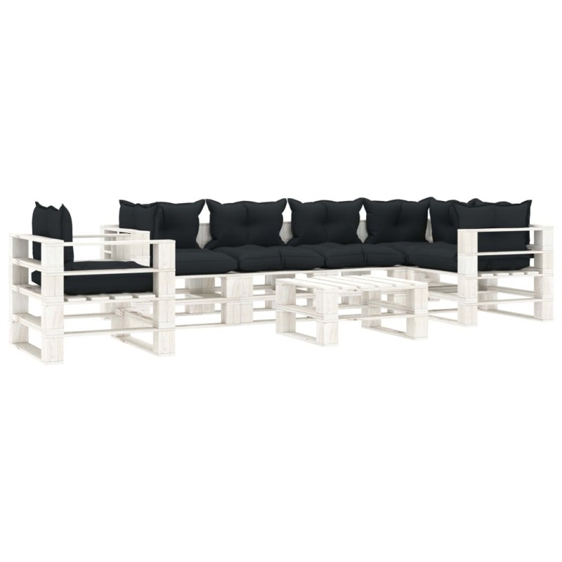 vidaXL Muebles de palets de jardín 7 pzas madera cojines antracita vidaXL Muebles de palets de jardín 7 pzas madera cojines antracita