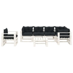 vidaXL Muebles de palets de jardín 7 pzas madera cojines antracita