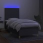 vidaXL Cama box spring colchón y luces LED tela gris oscuro 100x200 cm vidaXL Cama box spring colchón y luces LED tela gris oscuro 100x200 cm