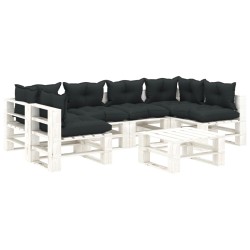 vidaXL Muebles de palets de jardín 7 pzas madera cojines antracita