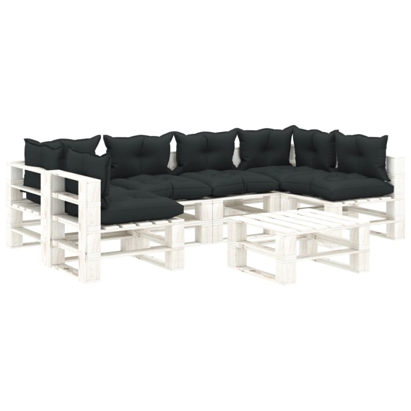 vidaXL Muebles de palets de jardín 7 pzas madera cojines antracita