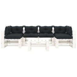 vidaXL Muebles de palets de jardín 7 pzas madera cojines antracita
