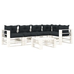 vidaXL Muebles de palets de jardín 6 pzas madera cojines antracita