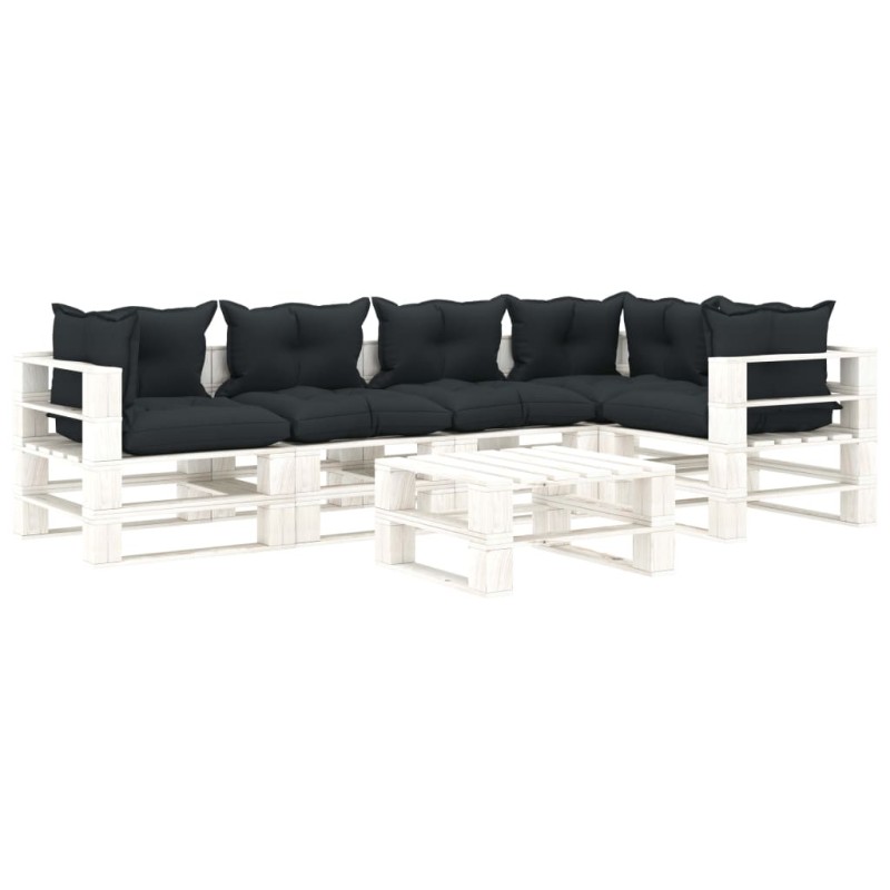 vidaXL Muebles de palets de jardín 6 pzas madera cojines antracita vidaXL Muebles de palets de jardín 6 pzas madera cojines antracita