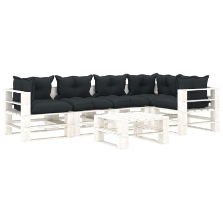 vidaXL Muebles de palets de jardín 6 pzas madera cojines antracita