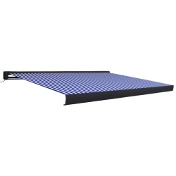 vidaXL Toldo de carrete motorizado azul y blanco 350x250 cm