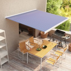 vidaXL Toldo de carrete manual azul y blanco 350x250 cm
