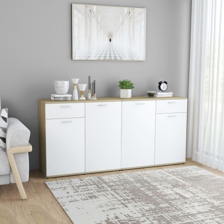 vidaXL Aparador madera de ingeniería blanco roble Sonoma 160x36x75 cm