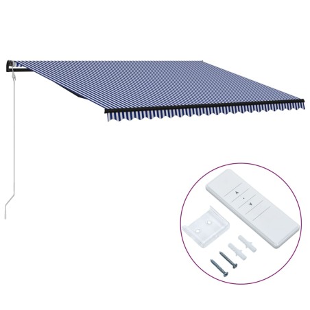 vidaXL Toldo automático retráctil azul y blanco 500x300 cm
