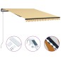 vidaXL Toldo retráctil sensor de viento LED amarillo blanco 300x250 cm vidaXL Toldo retráctil sensor de viento LED amarillo blanco 300x250 cm