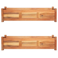 vidaXL Arriates elevados de jardín 2 pzas madera acacia 100x30x25 cm