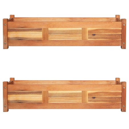 vidaXL Arriates elevados de jardín 2 pzas madera acacia 100x30x25 cm