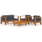 vidaXL Muebles de jardín 4 pzas cojines madera acacia gris oscuro