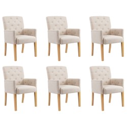 vidaXL Sillas de comedor con reposabrazos 6 unidades de tela beige 