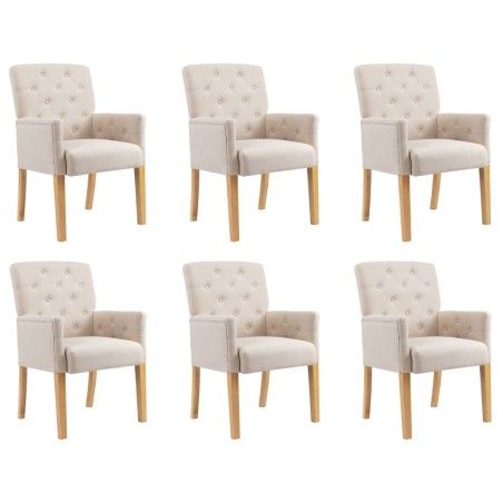 vidaXL Sillas de comedor con reposabrazos 6 unidades de tela beige 