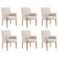 vidaXL Sillas de comedor con reposabrazos 6 unidades de tela beige vidaXL Sillas de comedor con reposabrazos 6 unidades de tela beige