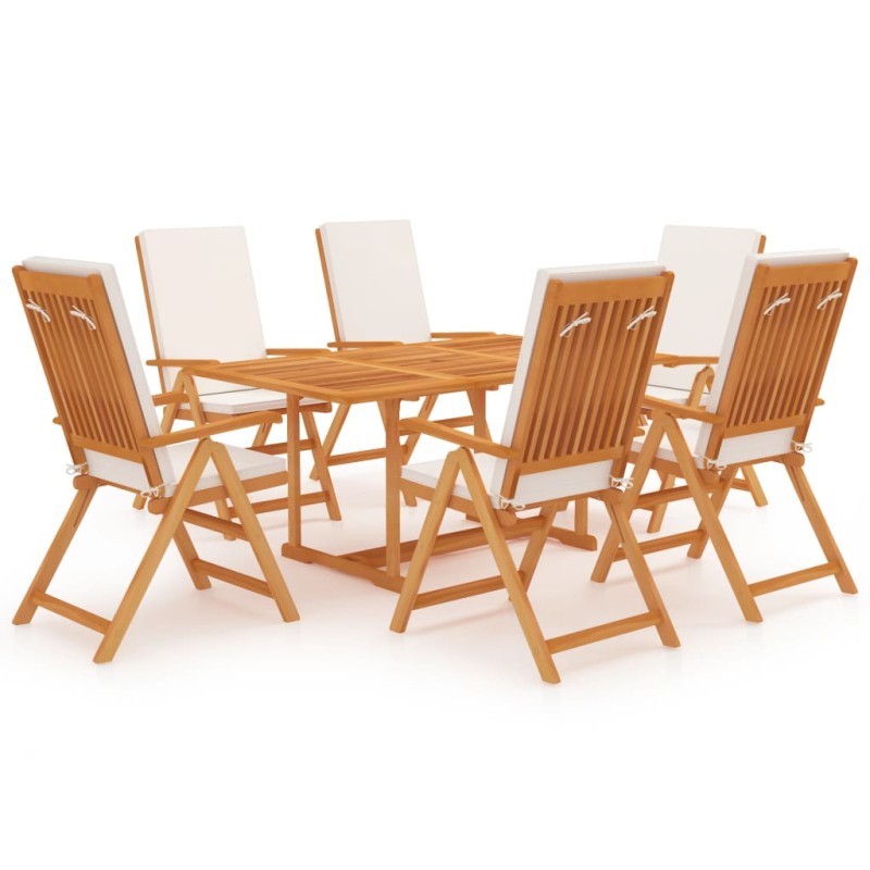 vidaXL Juego de comedor para jardín 7 piezas teca maciza y cojines vidaXL Juego de comedor para jardín 7 piezas teca maciza y cojines