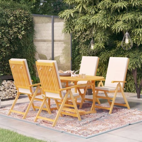 vidaXL Juego de comedor para jardín 5 piezas teca maciza y cojines 