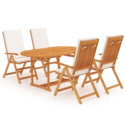 vidaXL Juego de comedor para jardín 5 piezas teca maciza y cojines 