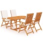 vidaXL Juego de comedor para jardín 5 piezas teca maciza y cojines 