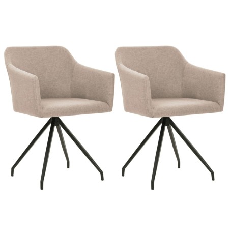 vidaXL Sillas de comedor giratorias 2 unidades tela gris topo