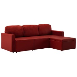 vidaXL Sofá cama modular de 3 plazas cuero sintético color vino tinto