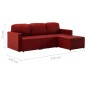 vidaXL Sofá cama modular de 3 plazas cuero sintético color vino tinto vidaXL Sofá cama modular de 3 plazas cuero sintético color vino tinto
