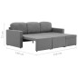 vidaXL Sofá cama modular de 3 plazas tela gris claro vidaXL Sofá cama modular de 3 plazas tela gris claro